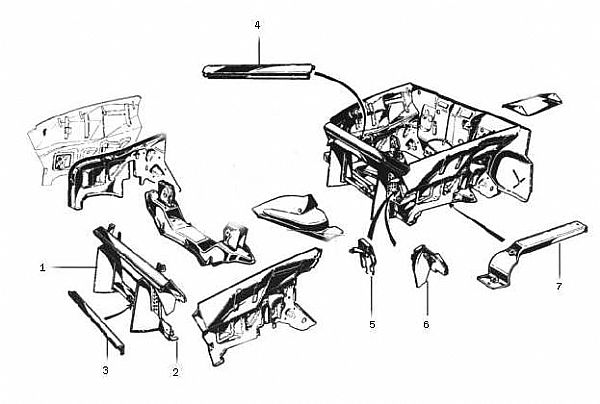 CARROSSERIE SPIDER 1966 à 1969 - PARTIE MOTEUR