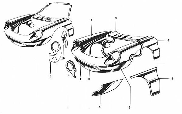 CARROSSERIE SPIDER  1970 à 1982 - FACE AV