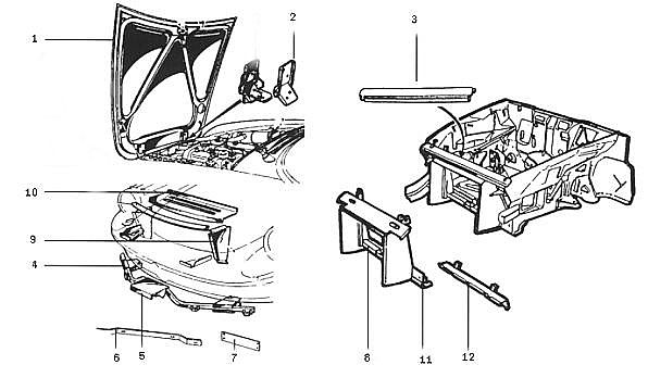 CARROSSERIE SPIDER 1970 à 1982 - PARTIE MOTEUR