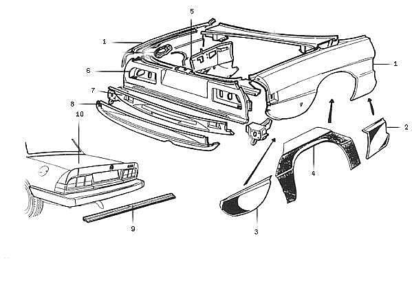 CARROSSERIE SPIDER 1983 à 1989 - FACE AR EXT.